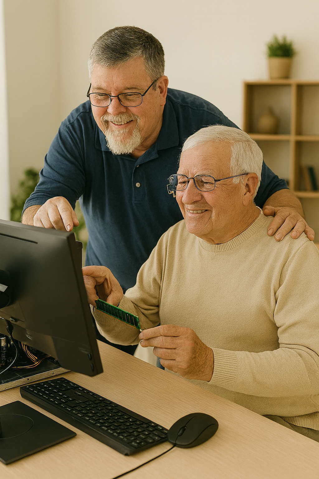 Technician help a client